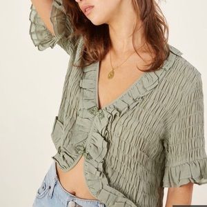Reformation Detrich Blouse Seafoam NWT Large